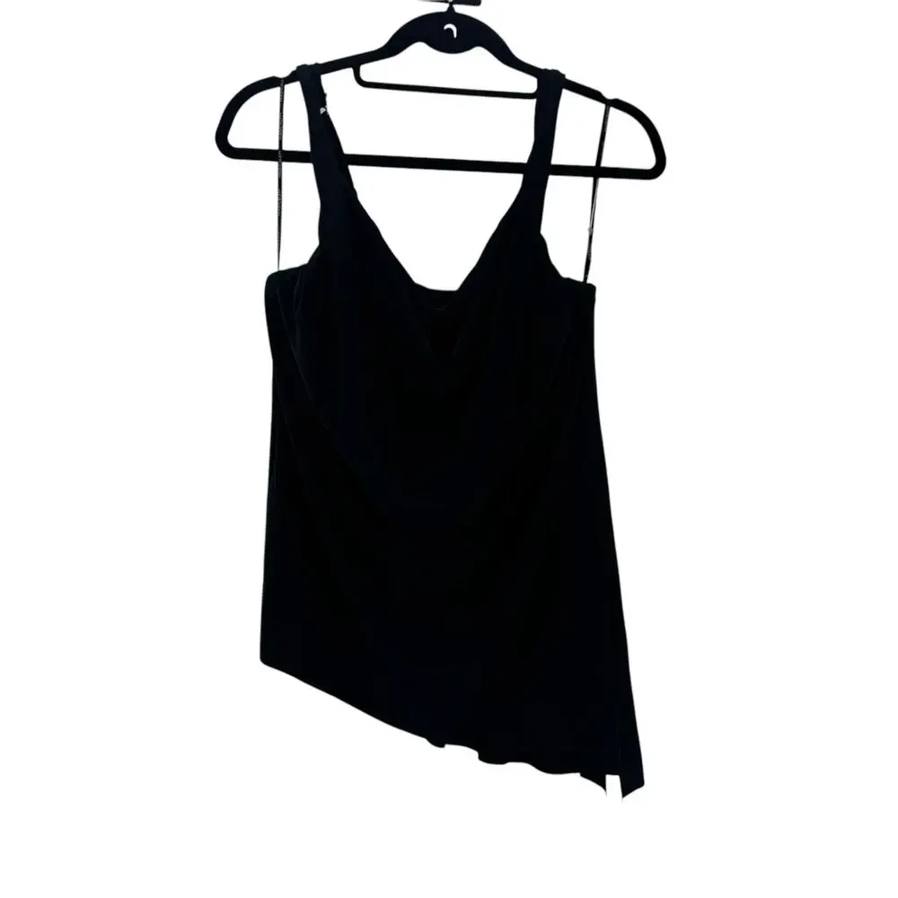 Magicsuit Draped CowlNeck Winnie Tankini Top Adjustable Straps Black Size 8 NWOT